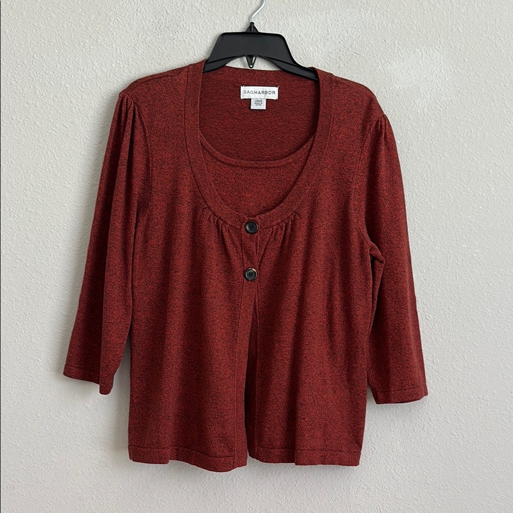 Sag harbor layered open button top large